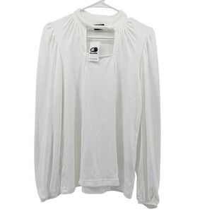 Daytrip Buckle white Long Sleeve Brushed Cutout Mock Neck Top YCG9009 Small